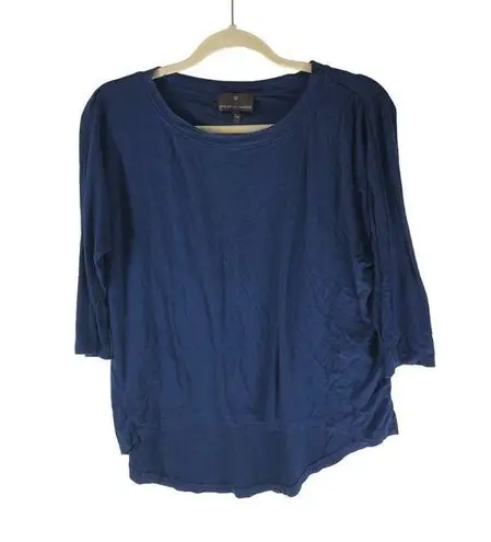 Fenn Wright Manson Womens 3/4 Sleeve Blue Top High Low Hem Size M