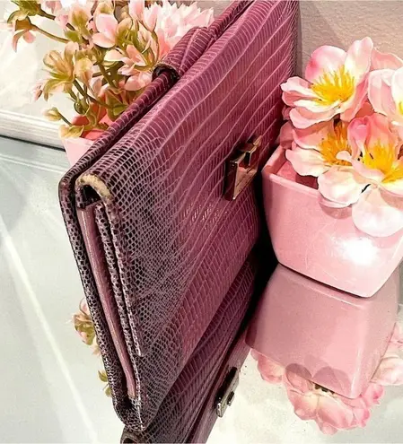 Salvatore Ferragamo Pink Lizard Skin Wallet