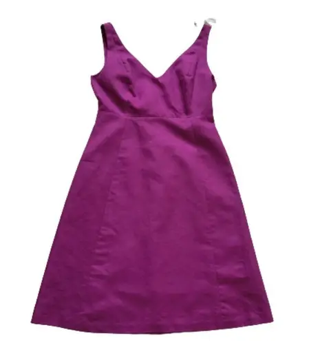 J.Crew  Dress Purple Magenta Sleeveless V-Neck V-Back Cotton Summer Dress Size 6P