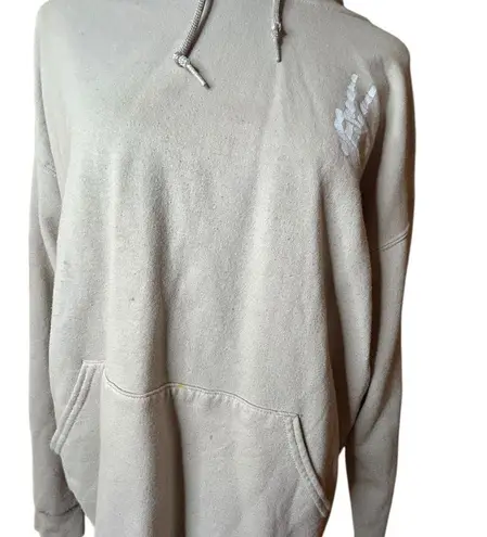 Bowery Supply Co. Beige Hoodie with Skeleton Peace Sign | Grunge Hoodies size M Size M