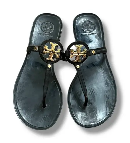 Tory Burch Miller Black Patent Leather Thong Sandals Women’s Size 6