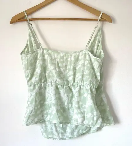 Leith  Bok Choy Starburst Wrap Cami Top Green Floral Sleeveless Women’s Small S