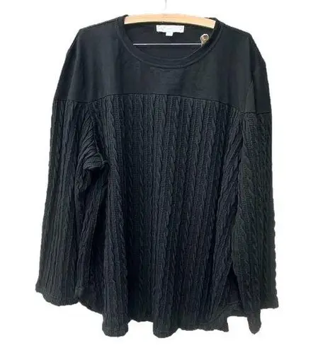 Suzanne Betro Weekend by  size 4X cable knit sweater in black.