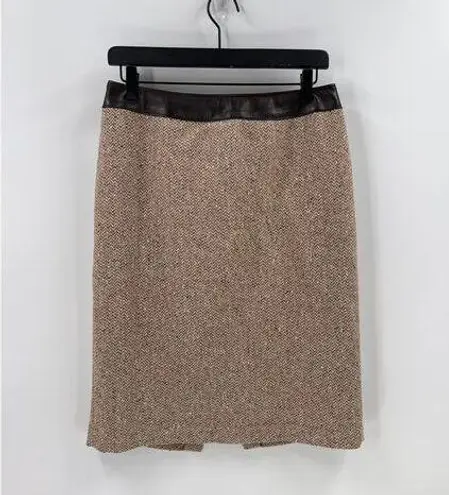 Lafayette 148 Cream/Tan Wool Blend Pencil Skirt Size 10