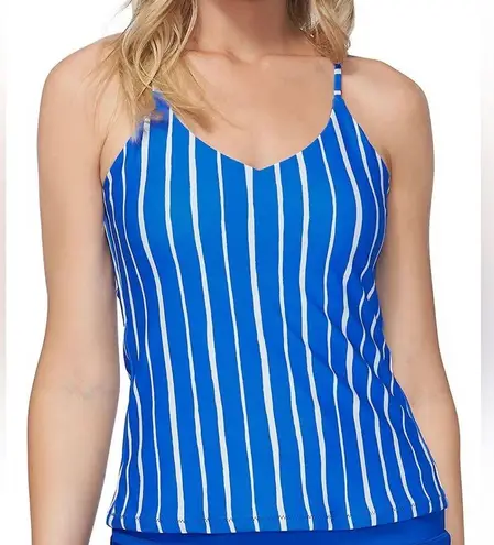 Raisin's Shore Thing Macrame-Back Tankini Swim Top White Blue Juniors M NWT