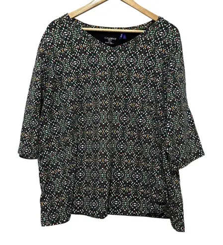 Catherines Tunic Top 2XWP Abstract Dot Multicolor Print Casual Comfort Artsy