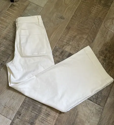 Everlane The Wide Leg Crop Utility Pant White sz 00 High Waisted Denim Jeans XXS