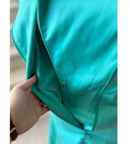 Akris Punto Turquoise Green Asymmetric Zip Fit & Flare Sheath Dress