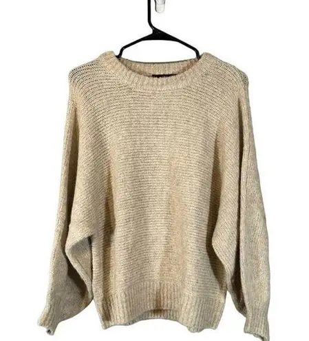 MNG by Mango Beige Dolman Long Sleeve Wool Blend Knit Sweater Women Sz XS