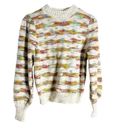 Dear John Jasmine Novelty Stripe Knit Cream Multi Crewneck Pullover Sweater XS