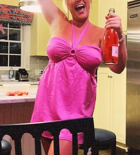 MORE TO COME Kristen Halter Mini Dress in Pink Size XL