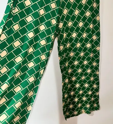 DIXIE GREEN BEIGE RETRO STYLE WIDE LEG PANTS MEDIUM