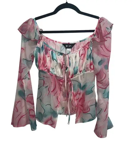 Kim Shui NWT Pink Silky Floral Cutout Bustier Top & Pink Silky Floral Midi Skirt