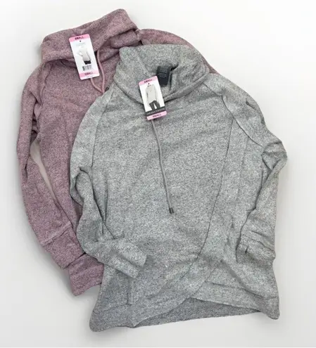 Chelsea & Theodore Set of 2 Size S Sweaters Pink Gray Cowl Neck Cozy Tops Soft