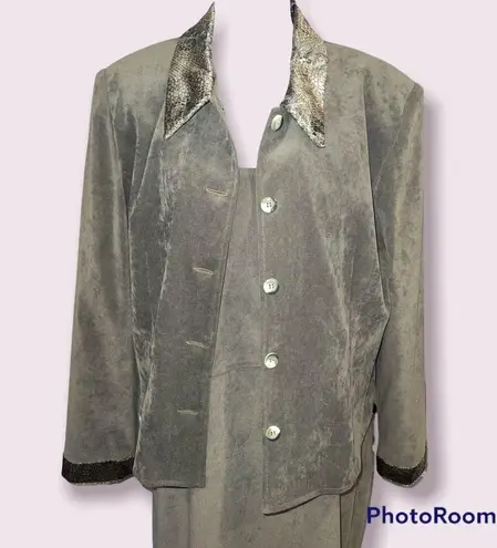 Jessica Howard Vintage Olive Green Maxi Dress and Blazer Set Size 16