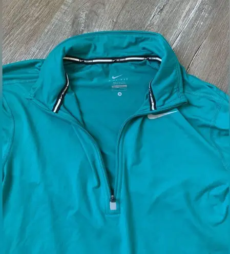 Nike  Dri Fit Running Quarter Zip Long Sleeve Jacket Top Athleisure Teal Blue S