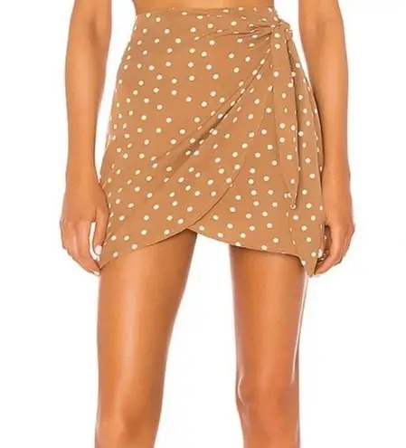 L*Space Lanie Polka Dot Wrap Mini Skirt Tan White S