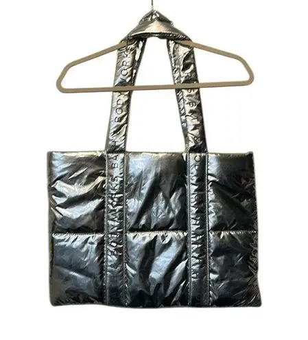 Bath & Body Works Silver Quilted Puffer Tote Bag NWT