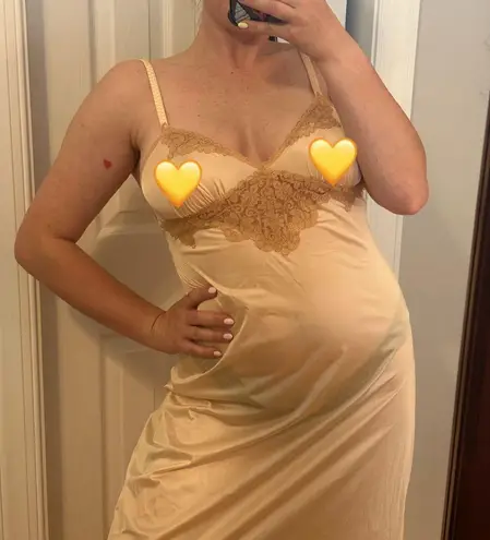 Vassarette Vintage Made in USA Orange Creamsicle Lace Lingerie Slip Dress