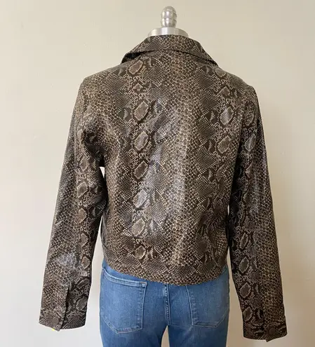 Vintage Fu Da Sport Cropped Faux Snakeskin Jacket Brown Size M