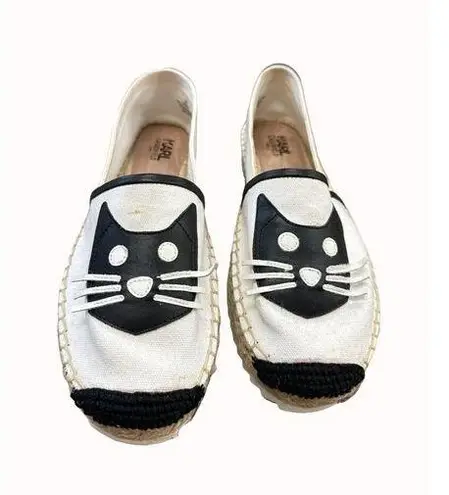 Karl Lagerfeld women’s white kitten theme espadrille shoes 10m SKU 6386