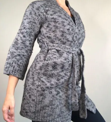 Vince  Marled Wool Blend Belted Gray Coat