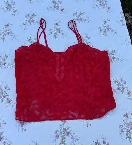 Vintage 90s Inner Most sheer babydoll Red lingerie top size large Valentines