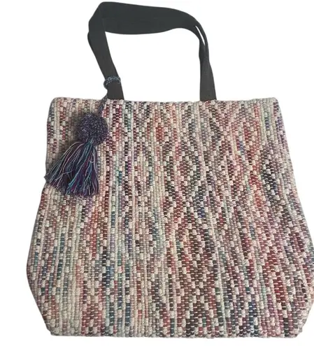 Ruggine Women's Multicolor Woven Fringe Tote Bag Boho