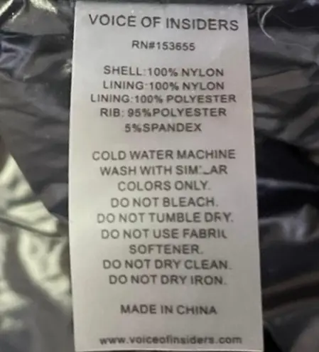 Voice of Insiders Aviator Black Detachable Hoodie Down Puffer Coat Jacket Sz M/L Size M