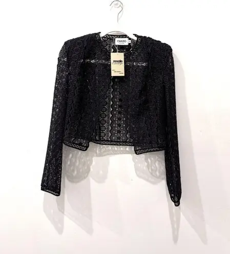 Charo Ruiz Ibiza Tilma Long Sleeve Open Front Lace Jacket Black Women's Size S