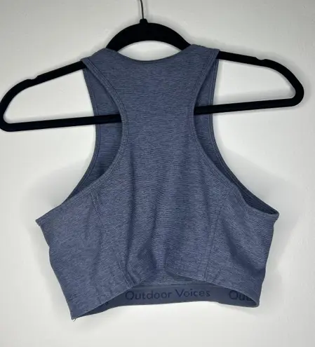 Outdoor Voices Athena Cropped Racerback Tank in Navy Blue, Size S