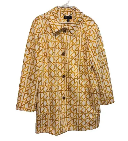 Dennis Basso Womens Jacquard Knit Button-Front Quilted Jacket - Gold/White (22W)