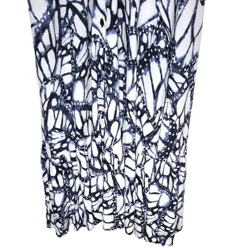 Stillwater Butterfly Abstract Print Long Sleeve Maxi Dress in White/Blue