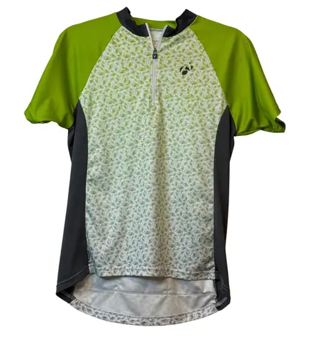 Bontrager Cycling‎ Jersey Palm Print Lime Green Gray Short Sleeve Bike Top # Size M
