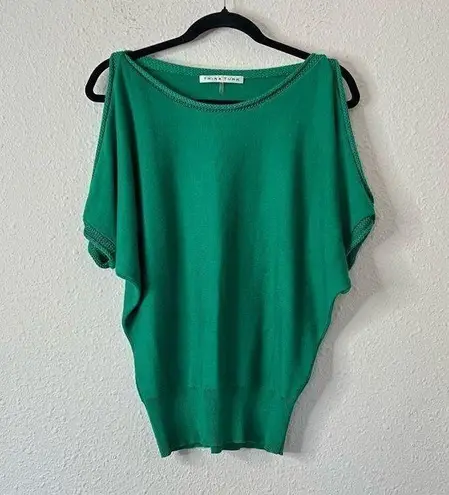 Trina Turk  Cold Shoulder Short Sleeve Sweater in Green Size Small