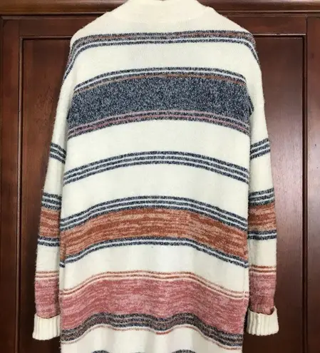 Loft  Ann Taylor Wool Long Striped Cardigan Sweatercoat Size Small