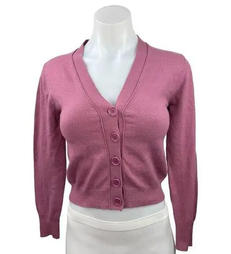 Urban Outfitters  Pink V Neck Big Button Up Cropped Cardigan Sweater Top Size S