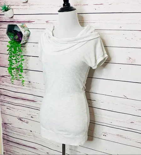 Pure Rebel Gray Cowl Neck Short Sleeve Knit Tunic Top Size Medium