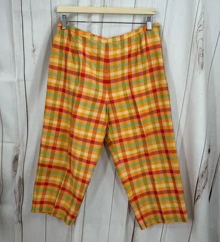 August Silk Women’s 10 Retro Checkered Plaid 100% Silk Vintage Pants