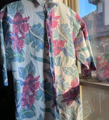 Unique Vintage 80s Vtg IMPACT summer tropical button down shirt