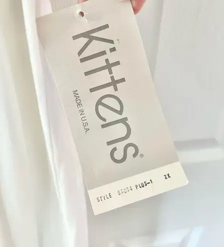 Kittens USA Cotton White Colorful Ribbon Trim V Neck Trapeze Dress 2X Ric Rac