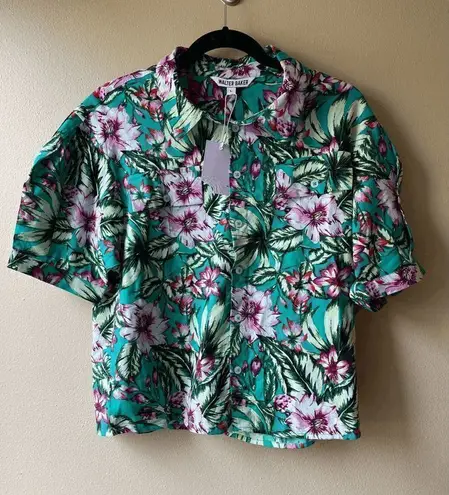 Walter Baker Jodie Top Cropped Hawaiian Shirt Amazon Tropic Women's Size Large - Image 1