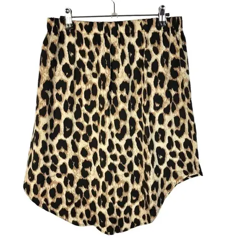 Boutique Light Brown Leopard Print Dip Hem Mini Skirt XL