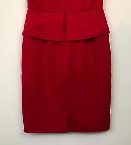 SIGNATURE LONDON STYLE Solid Bright Red Square Neck Knee Length Sheath Dress 4