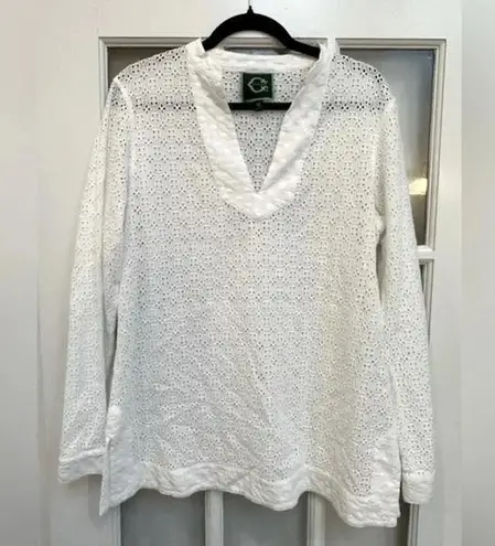 C. Wonder | White Eyelet Swim Cover Up Top Size Medium M