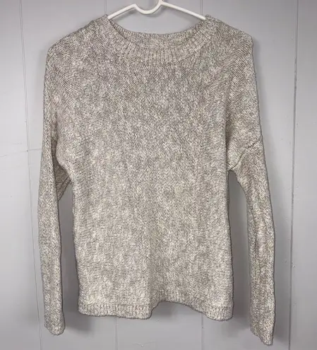 Vince  Beige Cream Linen Blend Crew Neck Sweater Relaxed Fit Pullover Medium - Image 1