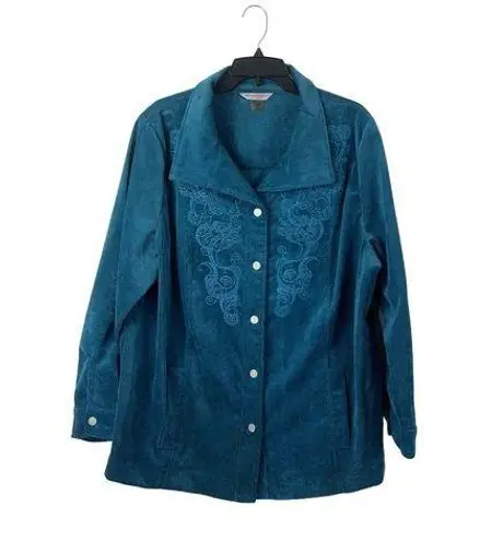 Allison Daley Women's Corduroy Touching Teal Jacket