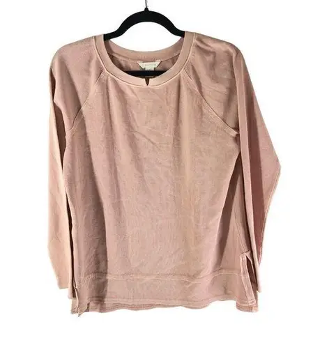 Caslon Womens Top Waffle Knit Thermal Boxy Oversized Hi Low Hem Light Pink S