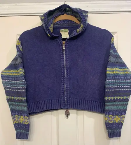 Esprit Vintage Cotton Knit Crop Purple Hooded Lg Sweater. 2828-A3 - Image 1
