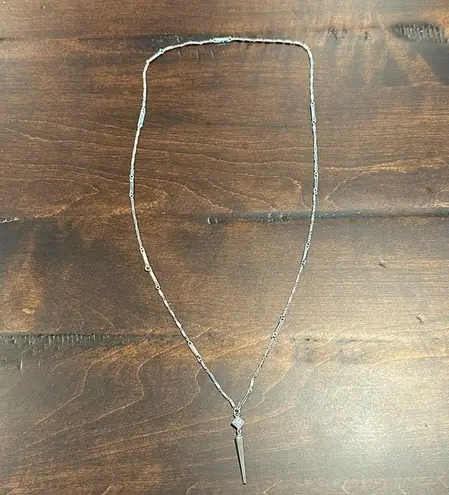 Silver necklace with spike pendant 16” drop, no clasp